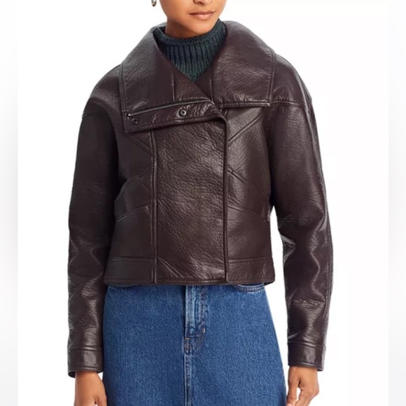 NWOT! MOTHER - The Count Chocula Faux Leather Jacket - Brown - Picture 1 of 16